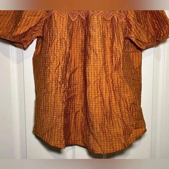 Anthropologie Mine size Medium Honey Puff Sleeve Mini Plaid Blouse - Picture 5 of 8